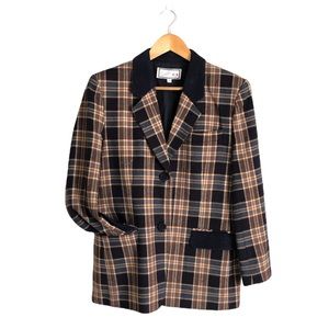 Vintage Oversize Plaid and Corduroy Blazer
